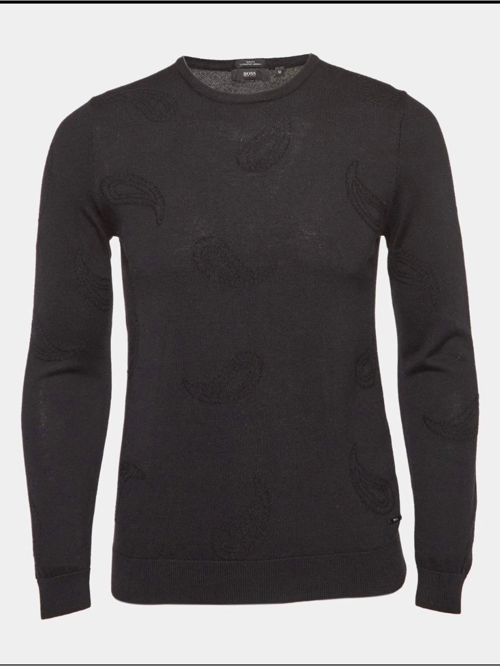 BOSS Hugo Boss Black Paisley Wool Blend Sweater Size L